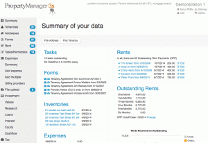 Summary of data - free landlord software